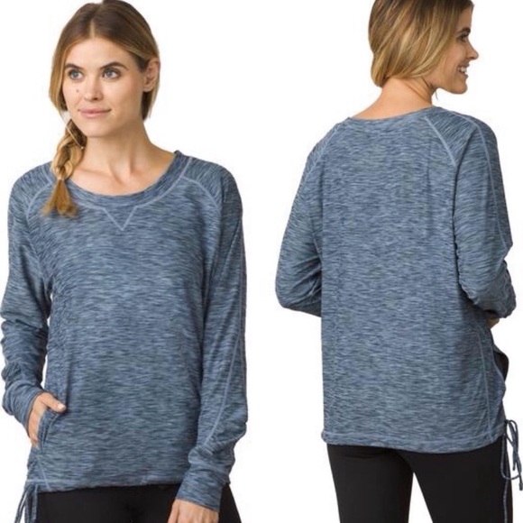 Prana Tops - Prana Philipa Blue Space Dye Long Sleeve Top w/ Pockets PouchThumbholes M